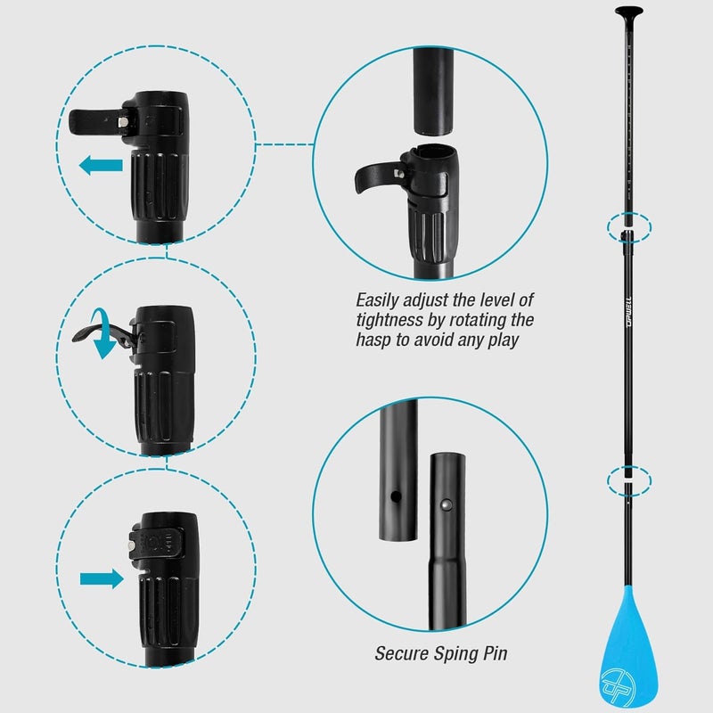 UPWELL SUP Paddle Adjustable Stand Up Paddle for Paddleboard, 3 Piece Aluminum Alloy Shaft with Reinforced Fiberglass Blade - Image 3